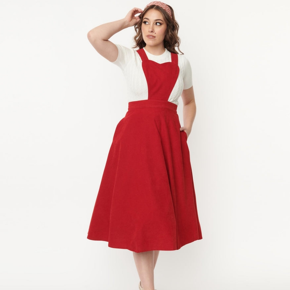 NWT Unique Vintage / ModCloth Royal Monk With All My Heart Pinafore Skirt XS